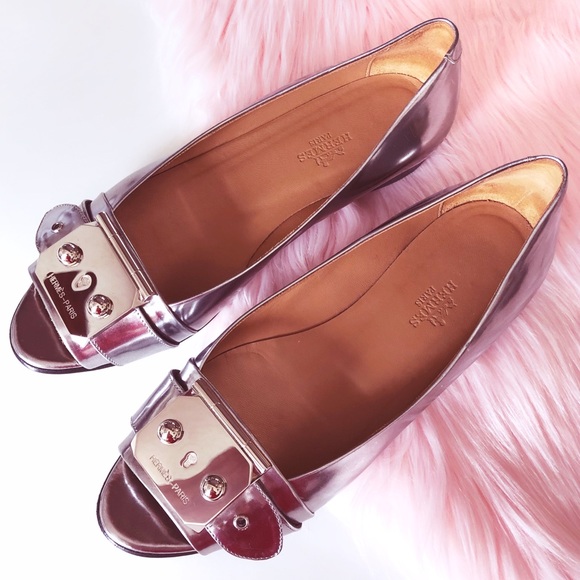 Hermès PHW Buckle Flats Size 7 / 37 - Picture 2 of 7
